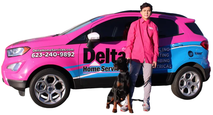 Delta Home Services van with dog