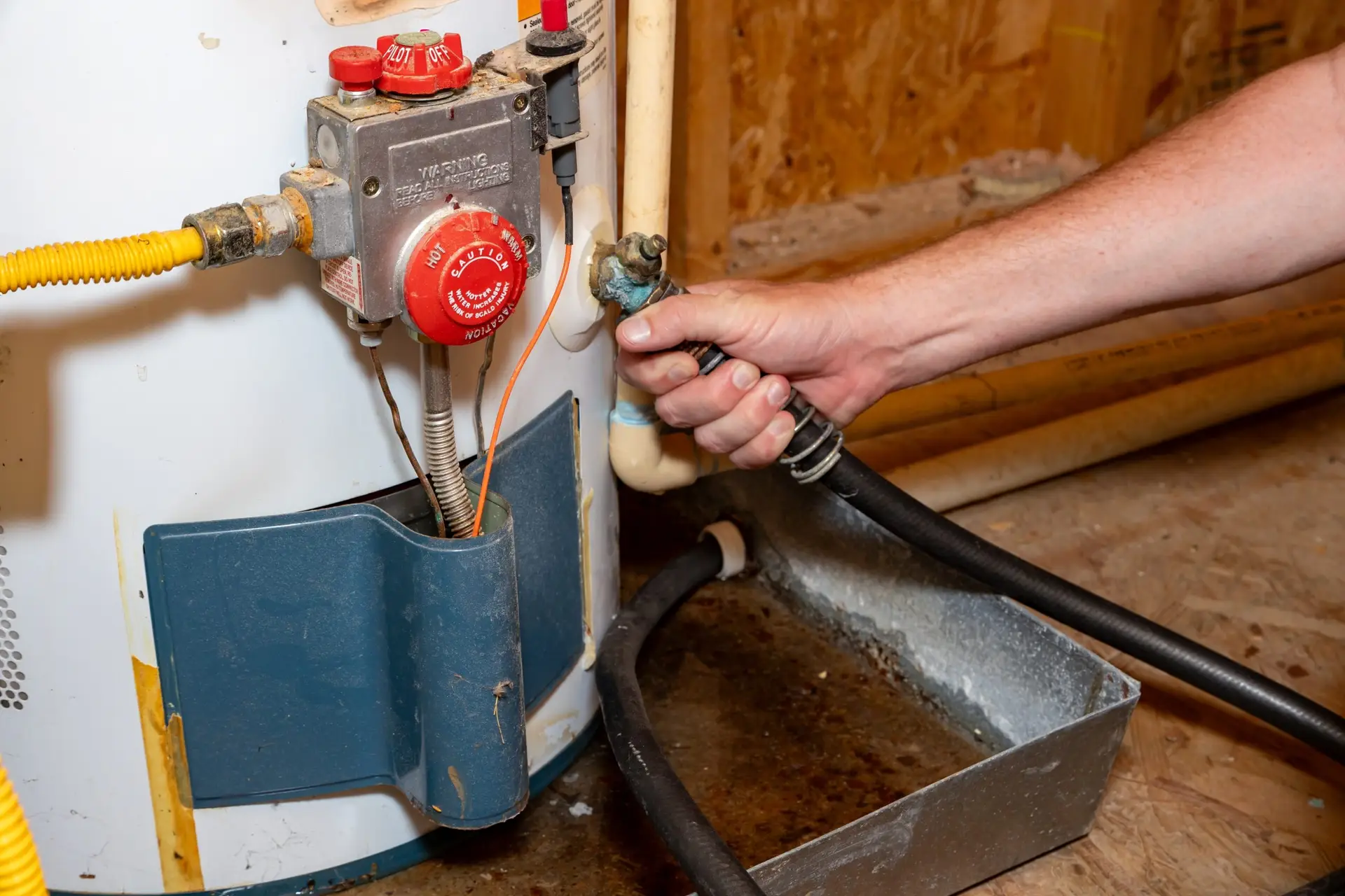 Water heater draining during maintenance