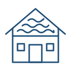 House with attic insulation icon